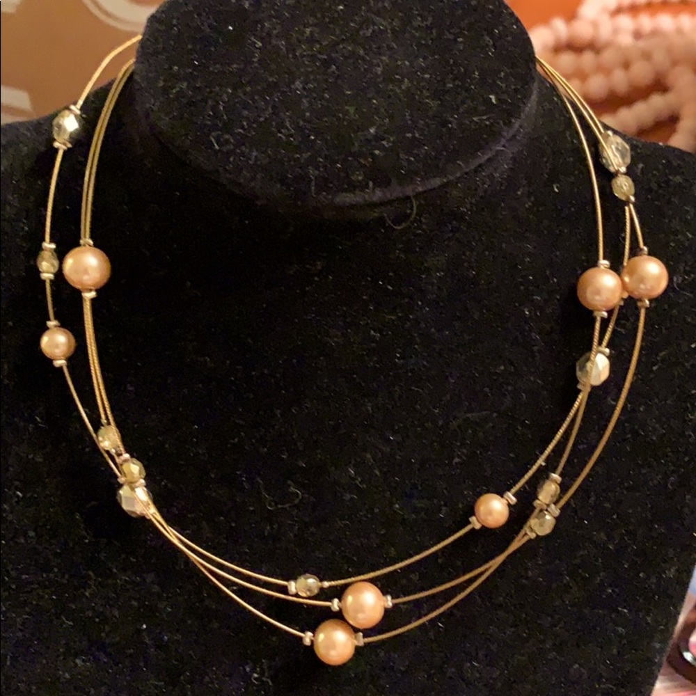 Vintage Lia Sophia gold multi strand necklace